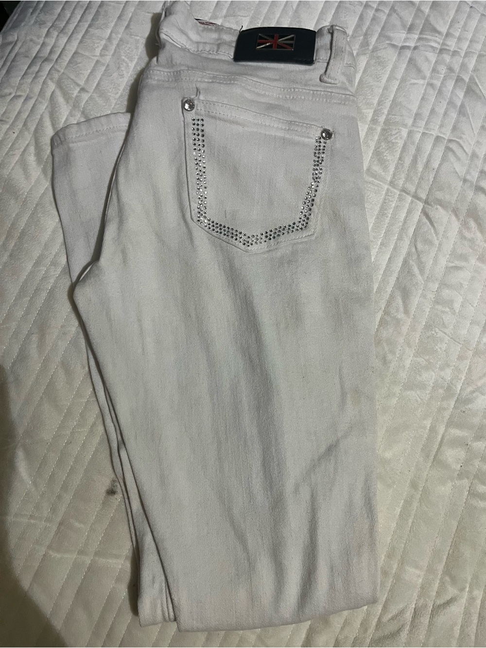 TRUE ROCK Women’s White Boot Cut Jeans with Rhinestone Pocket